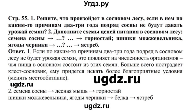 ГДЗ (Решебник) по биологии 6 класс Никишов А.И. / страница / 55(продолжение 2)