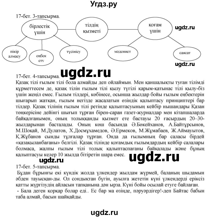 ГДЗ (Решебник) по казахскому языку 10 класс Балтабаева Ж.К. / страница (бет) / 17