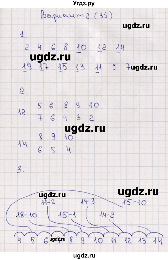 ГДЗ (Решебник) по математике 1 класс (самостоятельные работы к учебнику Моро) Самсонова Л.Ю. / часть 2 / вычитание в пределах 20 / Вариант 2