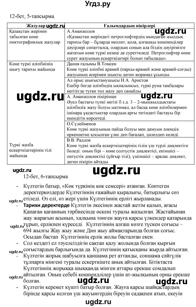 ГДЗ (Решебник) по казахскому языку 8 класс Аринова Б. / страница (бет) / 12(продолжение 4)