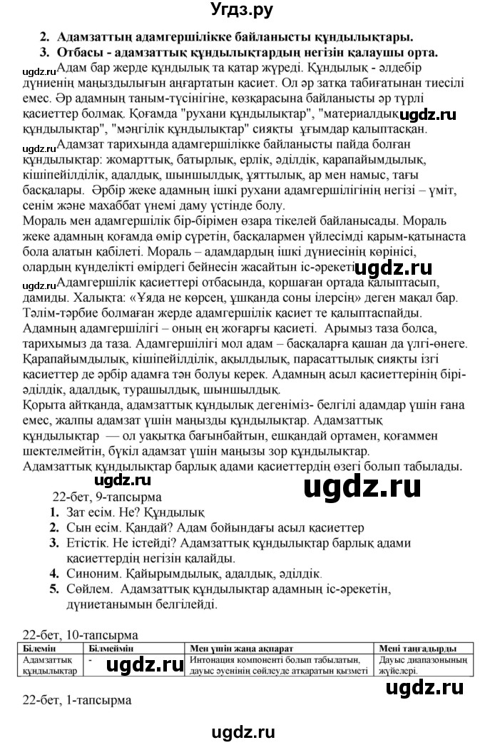 ГДЗ (Решебник) по казахскому языку 8 класс Аринова Б. / страница (бет) / 22(продолжение 2)