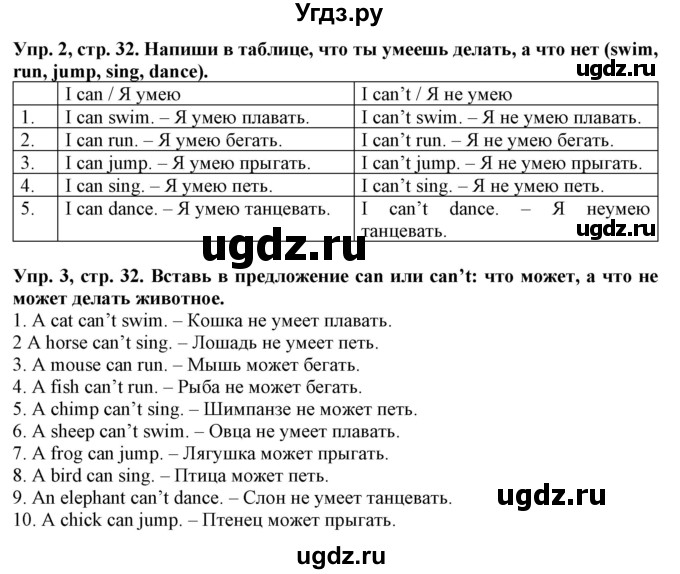 ГДЗ (Решебник) по английскому языку 2 класс ( грамматический тренажёр Spotlight) Юшина Д. Г. / страница / 32