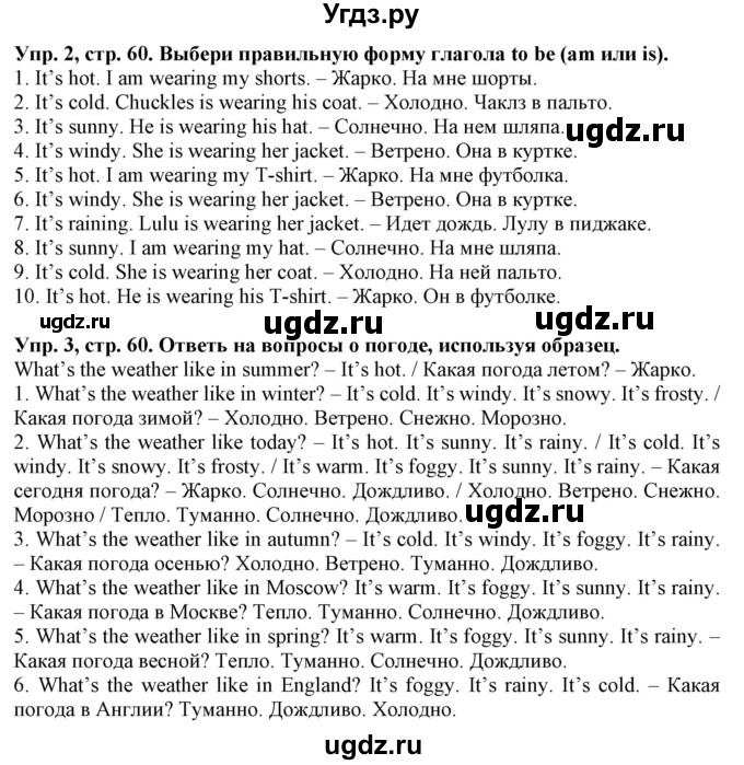 ГДЗ (Решебник) по английскому языку 2 класс ( грамматический тренажёр Spotlight) Юшина Д. Г. / страница / 60