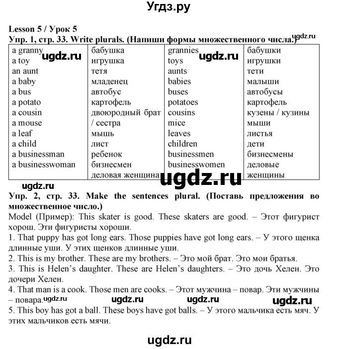 ГДЗ (Решебник) по английскому языку 4 класс (тетрадь по грамматике) Севрюкова Т.Ю. / страница / 33
