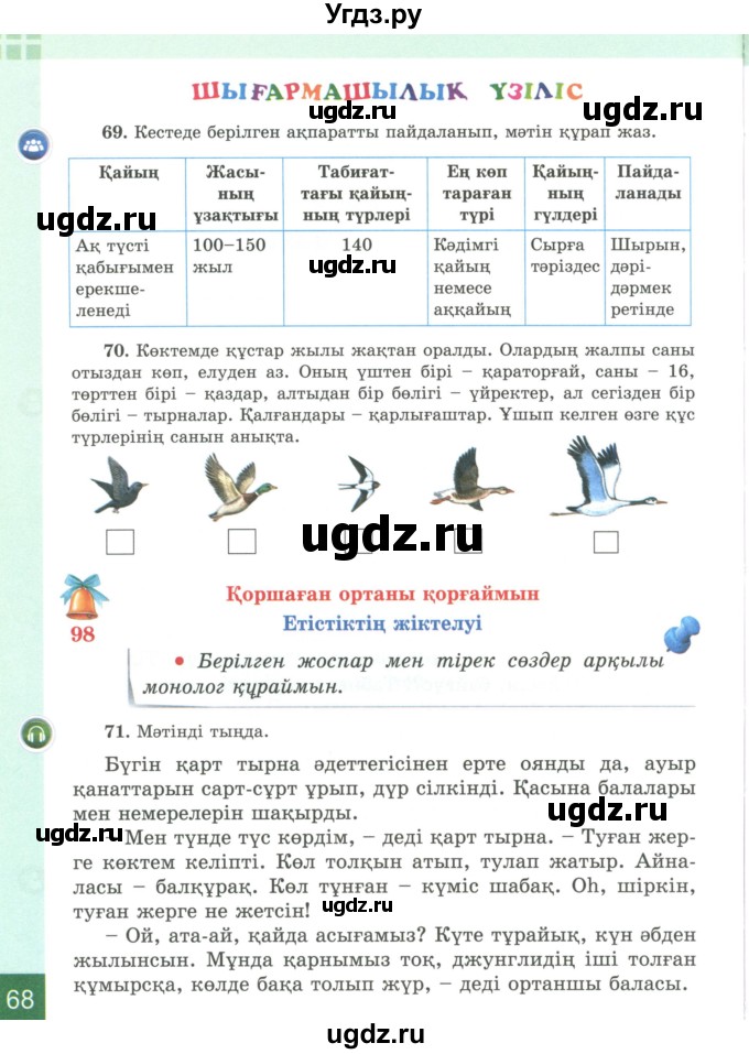 ГДЗ (Учебник) по казахскому языку 4 класс Жұмабаева Ә.Е. / 2-бөлiм. бет / 68