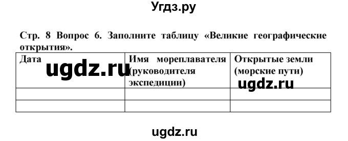 ГДЗ (Решебник) по истории 7 класс (рабочая тетрадь) Стецюра Т.Д. / страница / 8