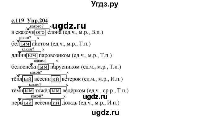 ГДЗ (Решебник) по русскому языку 4 класс Кибирева Л.В. / часть 1. страница / 119(продолжение 2)