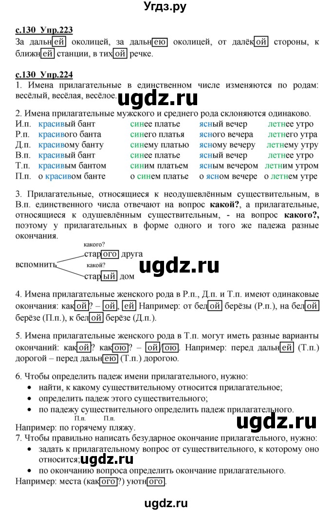 ГДЗ (Решебник) по русскому языку 4 класс Кибирева Л.В. / часть 1. страница / 130