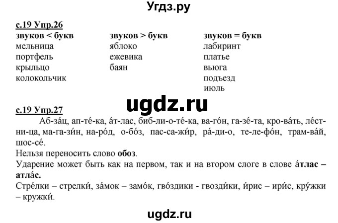ГДЗ (Решебник) по русскому языку 4 класс Кибирева Л.В. / часть 1. страница / 19