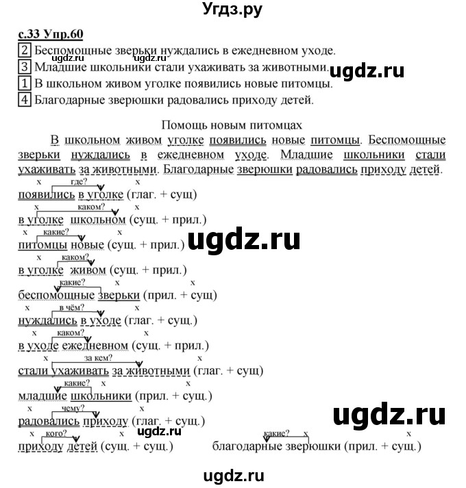 ГДЗ (Решебник) по русскому языку 4 класс Кибирева Л.В. / часть 1. страница / 33