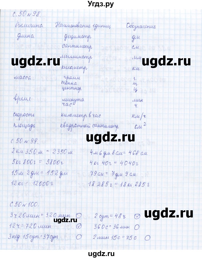 ГДЗ (Решебник) по математике 4 класс (дидактические материалы) Рудницкая В.Н. / часть 1. страница / 50