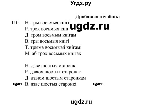 ГДЗ (Рашальнік) по белорусскому языку 6 класс (рабочая тетрадь) Тумаш Г.В. / марфалогiя i арфаграфiя / 110