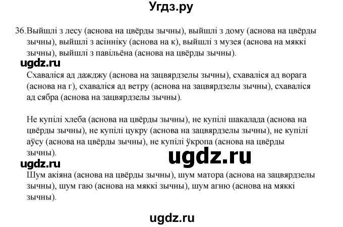 ГДЗ (Рашальнік) по белорусскому языку 6 класс (рабочая тетрадь) Тумаш Г.В. / марфалогiя i арфаграфiя / 36