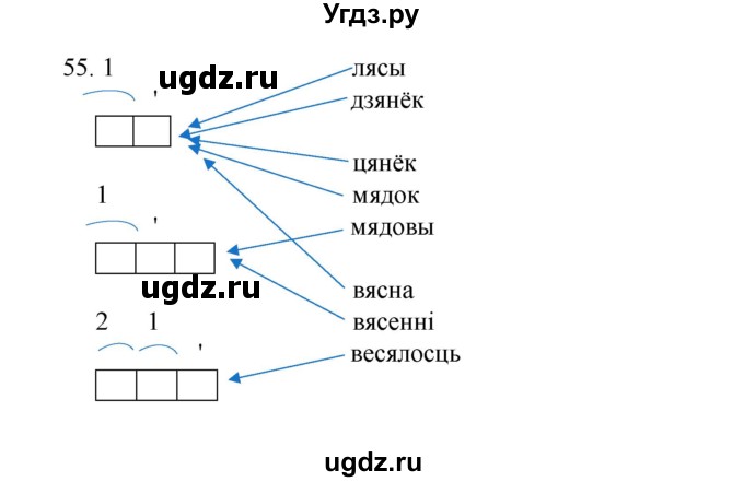 ГДЗ (Рашальнік ) по белорусскому языку 2 класс (рабочая тетрадь) Левкина Л.Ф. / практыкаванне / 55