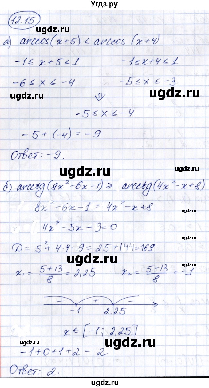 ГДЗ (Решебник) по алгебре 10 класс (сборник задач) Арефьева И.Г. / §12 / 12.15