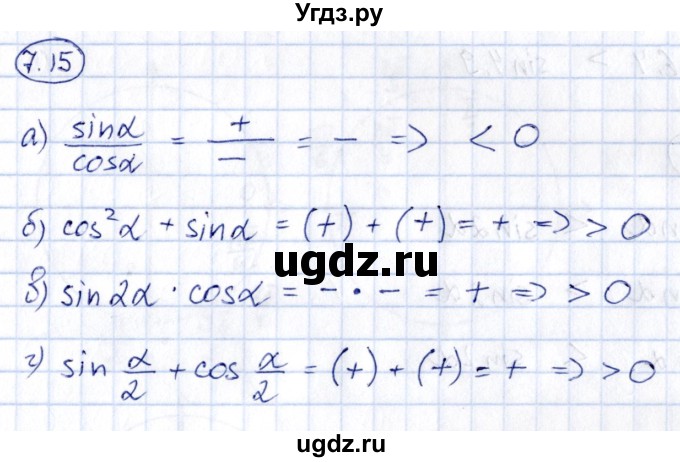 ГДЗ (Решебник) по алгебре 10 класс (сборник задач) Арефьева И.Г. / §7 / 7.15