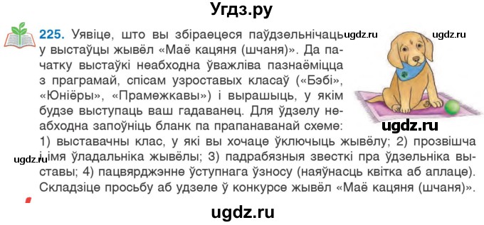 ГДЗ (Учебник) по белорусскому языку 6 класс Валочка Г.М. / практыкаванне / 225