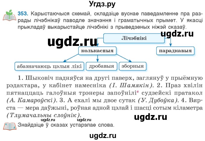 ГДЗ (Учебник) по белорусскому языку 6 класс Валочка Г.М. / практыкаванне / 353