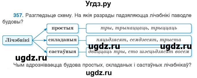 ГДЗ (Учебник) по белорусскому языку 6 класс Валочка Г.М. / практыкаванне / 357