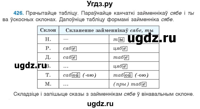 ГДЗ (Учебник) по белорусскому языку 6 класс Валочка Г.М. / практыкаванне / 426