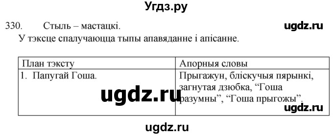 ГДЗ (Решебник) по белорусскому языку 6 класс Валочка Г.М. / практыкаванне / 330