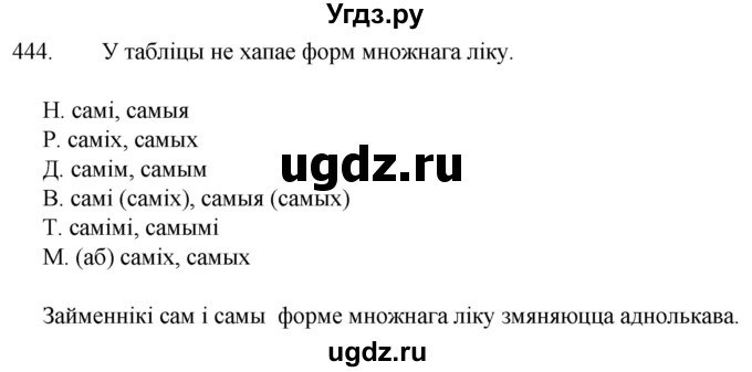 ГДЗ (Решебник) по белорусскому языку 6 класс Валочка Г.М. / практыкаванне / 444