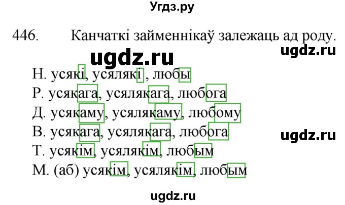 ГДЗ (Решебник) по белорусскому языку 6 класс Валочка Г.М. / практыкаванне / 446