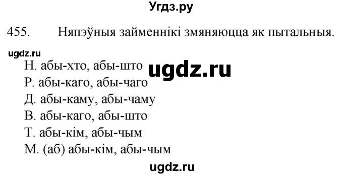 ГДЗ (Решебник) по белорусскому языку 6 класс Валочка Г.М. / практыкаванне / 455