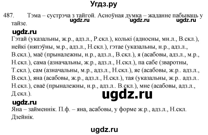 ГДЗ (Решебник) по белорусскому языку 6 класс Валочка Г.М. / практыкаванне / 487