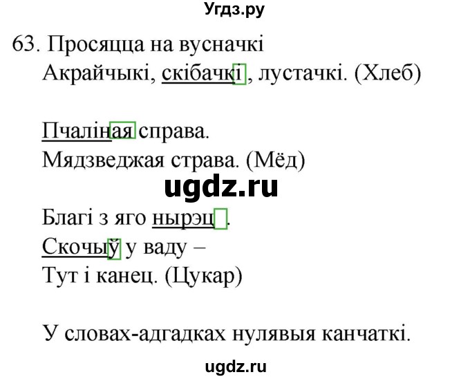 ГДЗ (Решебник) по белорусскому языку 6 класс Валочка Г.М. / практыкаванне / 63