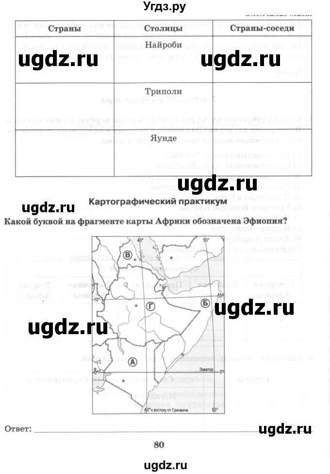 ГДЗ (Тетрадь) по географии 10 класс (рабочая тетрадь) Домогацких Е.М. / часть 2. страница / 80