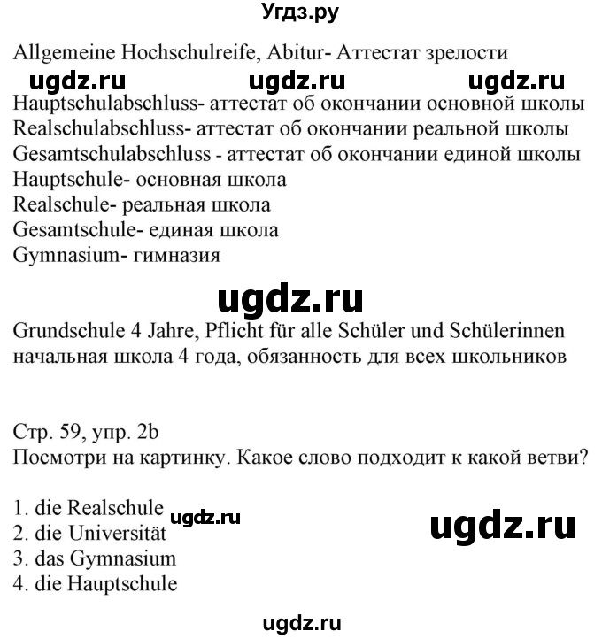 ГДЗ (Решебник) по немецкому языку 8 класс Радченко О.А. / страница / 59(продолжение 2)