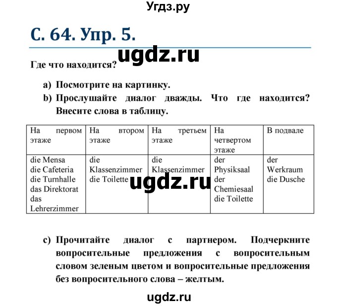 ГДЗ (Решебник к учебнику Wunderkinder) по немецкому языку 8 класс Радченко О.А. / страница / 64