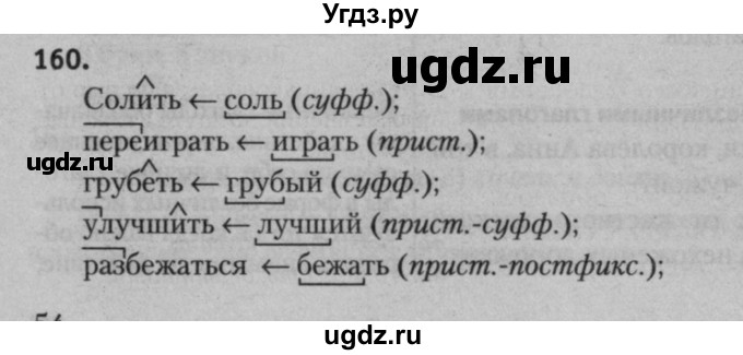 ГДЗ (Решебник к учебнику 2015) по русскому языку 7 класс Т.Н. Волынец / упражнение / 160