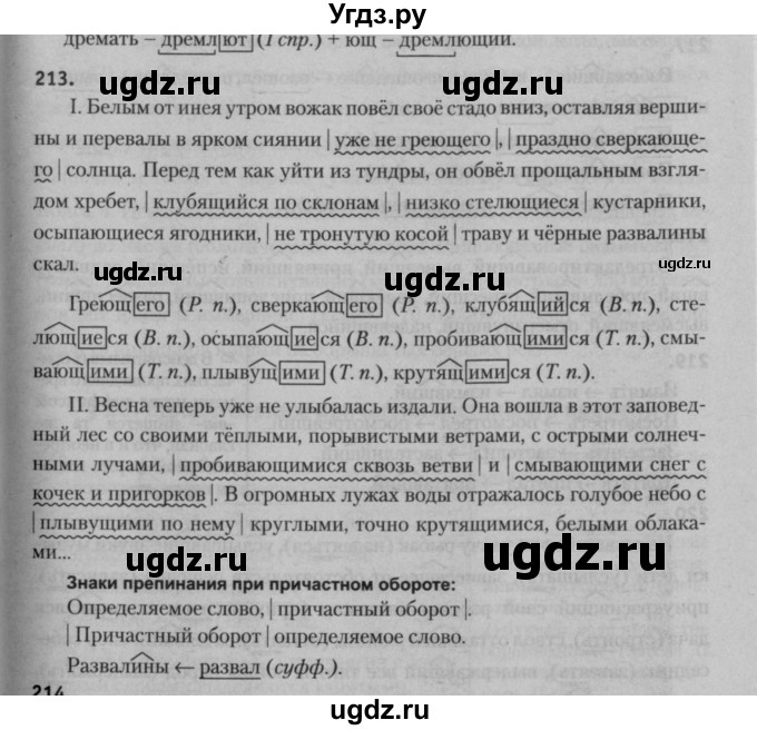 ГДЗ (Решебник к учебнику 2015) по русскому языку 7 класс Т.Н. Волынец / упражнение / 213