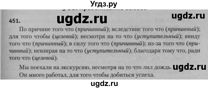 ГДЗ (Решебник к учебнику 2015) по русскому языку 7 класс Т.Н. Волынец / упражнение / 451