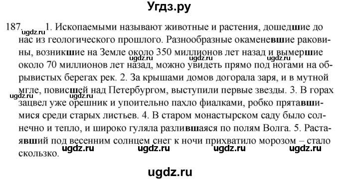 ГДЗ (Решебник к учебнику 2020) по русскому языку 7 класс Т.Н. Волынец / упражнение / 187