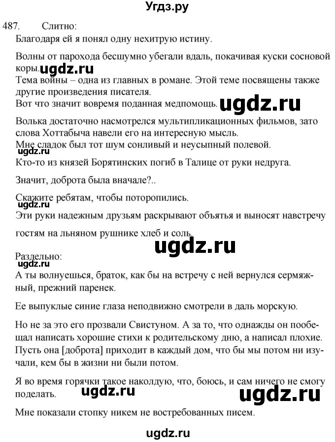 ГДЗ (Решебник к учебнику 2020) по русскому языку 7 класс Т.Н. Волынец / упражнение / 487