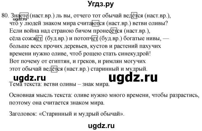 ГДЗ (Решебник к учебнику 2020) по русскому языку 7 класс Т.Н. Волынец / упражнение / 80