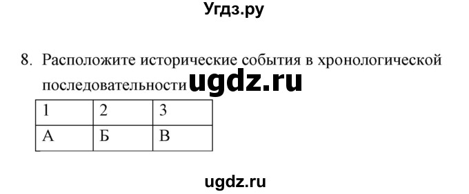 ГДЗ (Решебник) по истории 6 класс (контрольные работы) И.А. Артасов / проверочная работа 11 / вариант 1 (упражнение) / 8