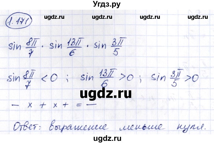 ГДЗ (Решебник) по алгебре 10 класс Арефьева И.Г. / глава 1 / 1.171