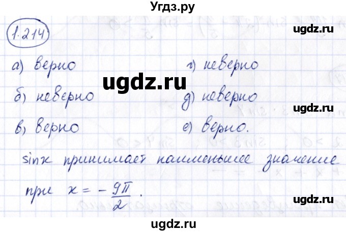 ГДЗ (Решебник) по алгебре 10 класс Арефьева И.Г. / глава 1 / 1.214