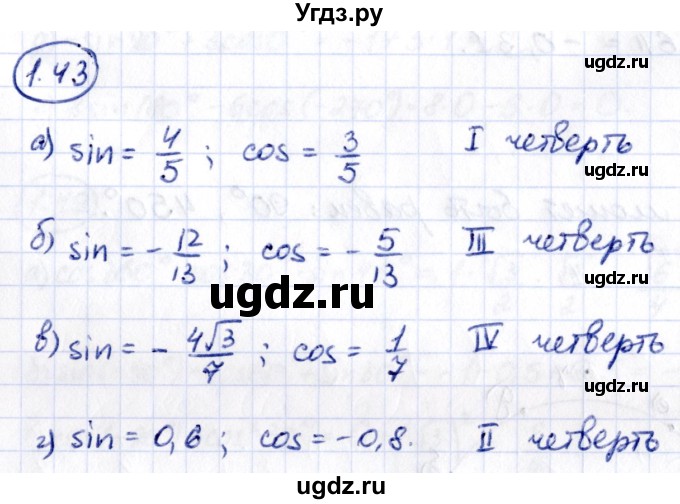 ГДЗ (Решебник) по алгебре 10 класс Арефьева И.Г. / глава 1 / 1.43