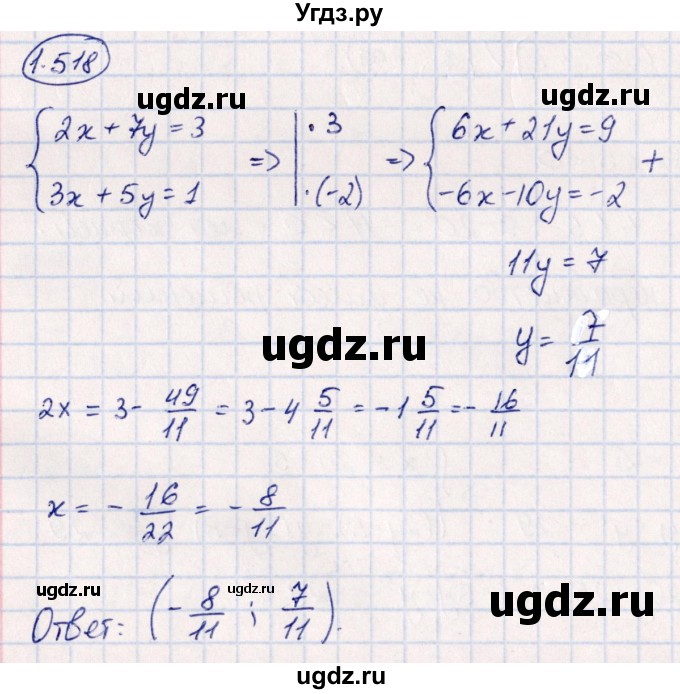 ГДЗ (Решебник) по алгебре 10 класс Арефьева И.Г. / глава 1 / 1.518