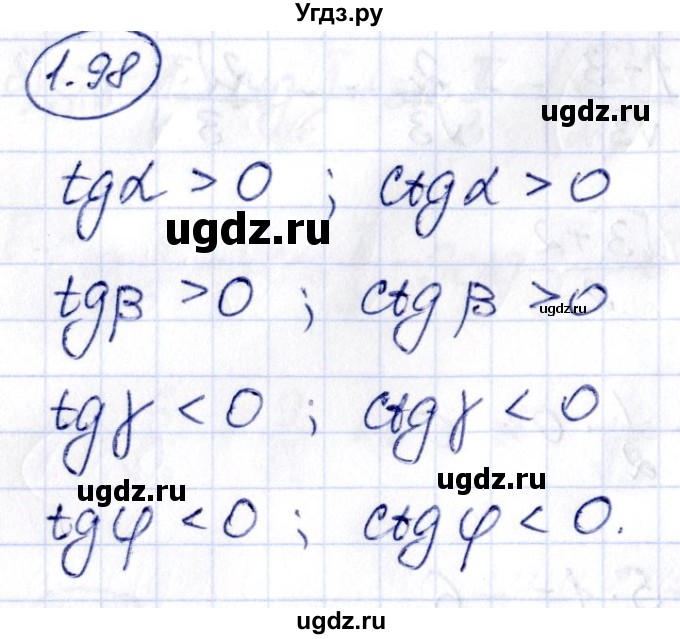 ГДЗ (Решебник) по алгебре 10 класс Арефьева И.Г. / глава 1 / 1.98