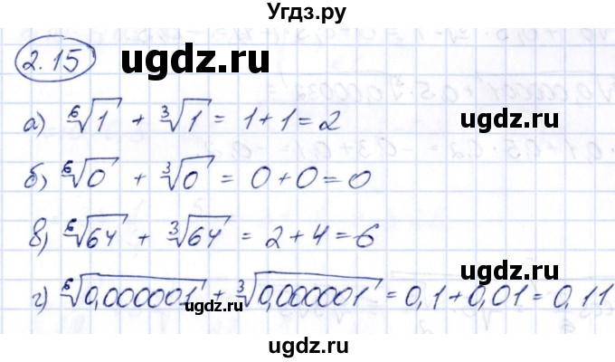 ГДЗ (Решебник) по алгебре 10 класс Арефьева И.Г. / глава 2 / 2.15