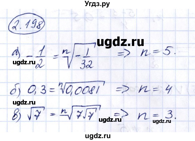 ГДЗ (Решебник) по алгебре 10 класс Арефьева И.Г. / глава 2 / 2.198