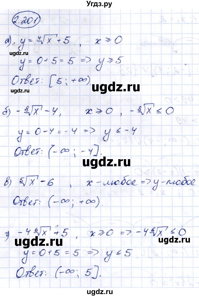 ГДЗ (Решебник) по алгебре 10 класс Арефьева И.Г. / глава 2 / 2.201