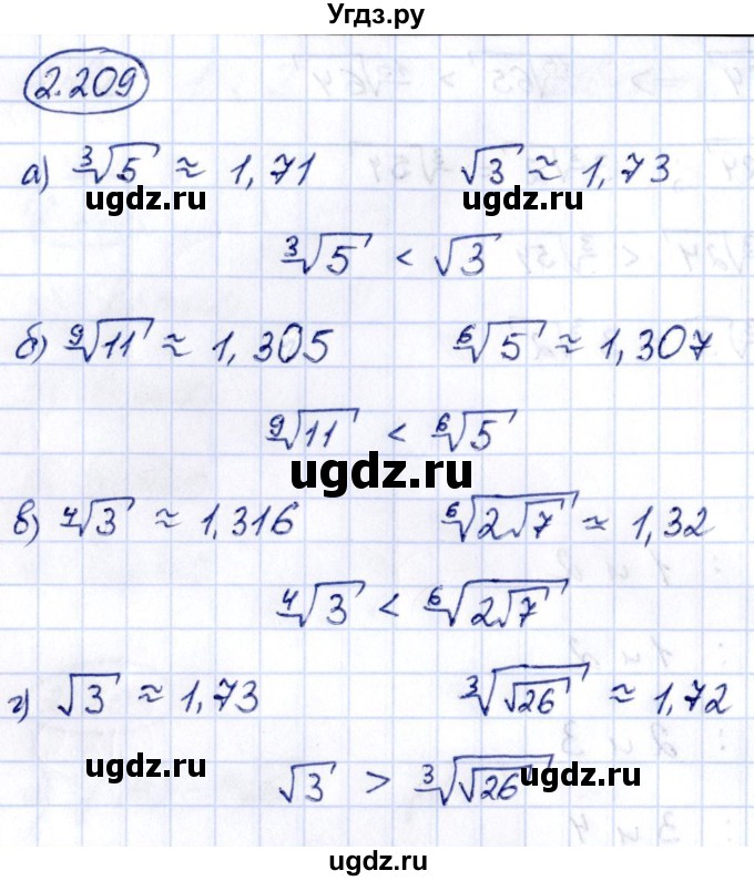 ГДЗ (Решебник) по алгебре 10 класс Арефьева И.Г. / глава 2 / 2.209
