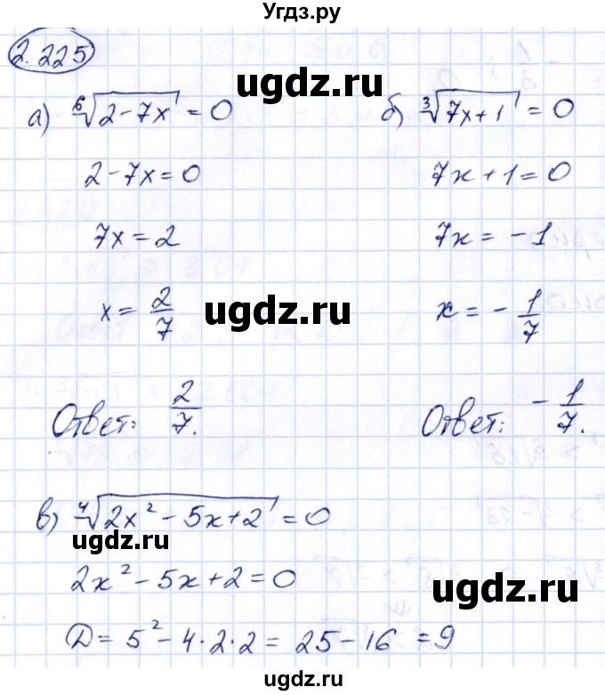 ГДЗ (Решебник) по алгебре 10 класс Арефьева И.Г. / глава 2 / 2.225
